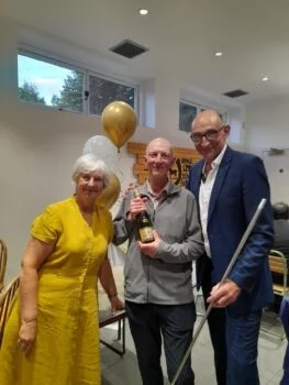 Producing a bottle of Champagne for Alison and Clive